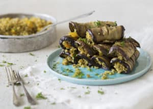 Spiced Quinoa Eggplant Rolls