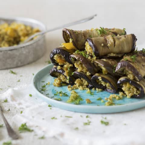 Spiced Quinoa Eggplant Rolls