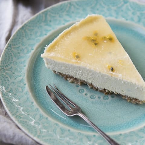 Almost Raw Vegan Passionfruit Cheesecake