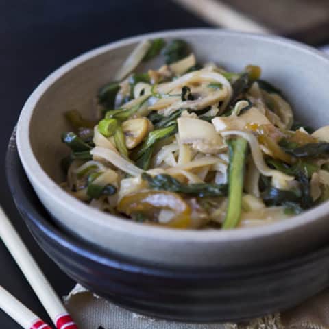 Asian Greens With Brown Rice Noodles
