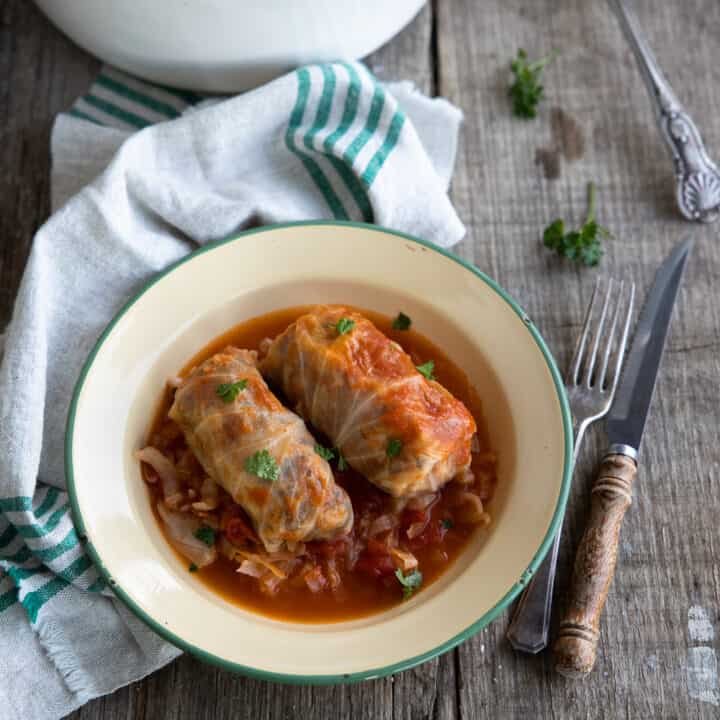 Vegan Cabbage Rolls in Tomato Sauce