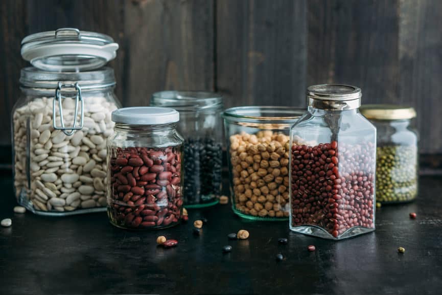 Example of dry foods in reusable glass jars