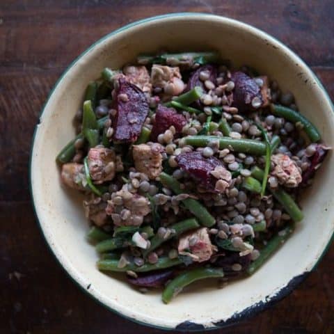 Warm Vegan Lentil Salad with Tempeh (Gluten-Free)
