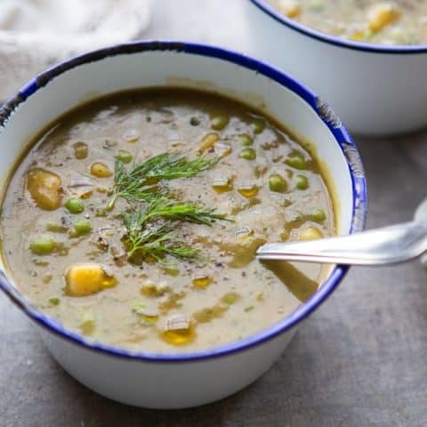 Easy Potato, Pea and Dill Soup
