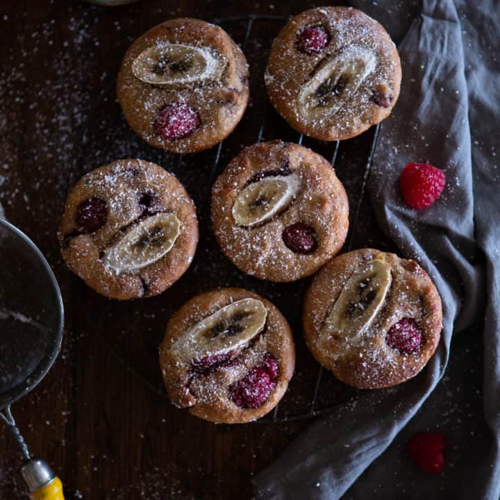 Vegan Banana and Raspberry Muffins