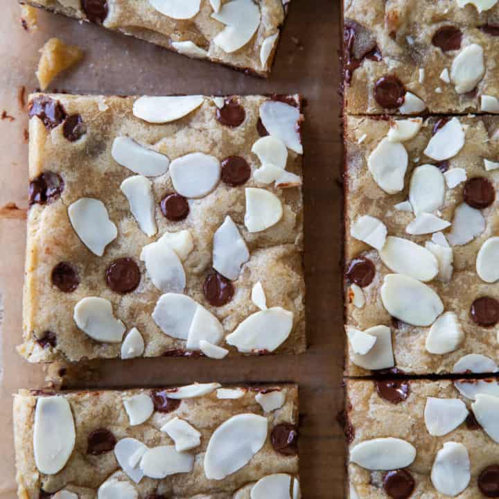 Almond & Choc Chip Vegan Blondies
