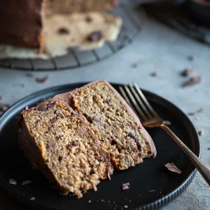 Vegan Banana Cake with a Chocolate Ganache