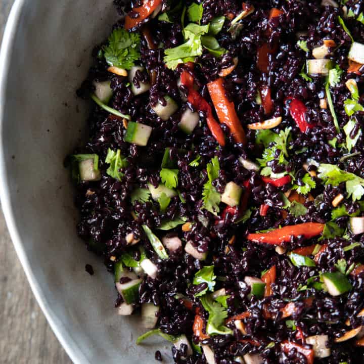 Black Rice Salad with Spicy Toasted Sesame Dressing