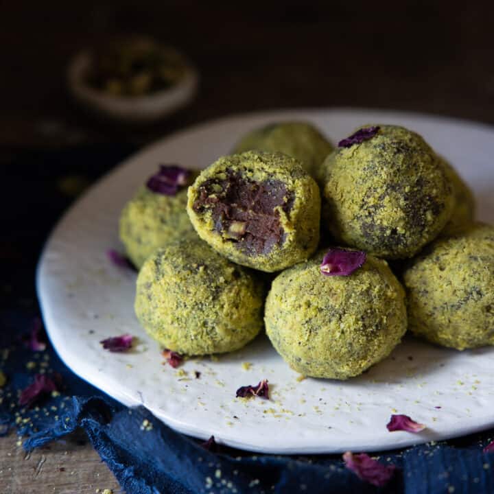 Vegan Rose & Pistachio Truffles