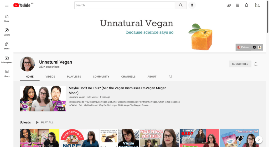 Unnatural Vegan YouTube